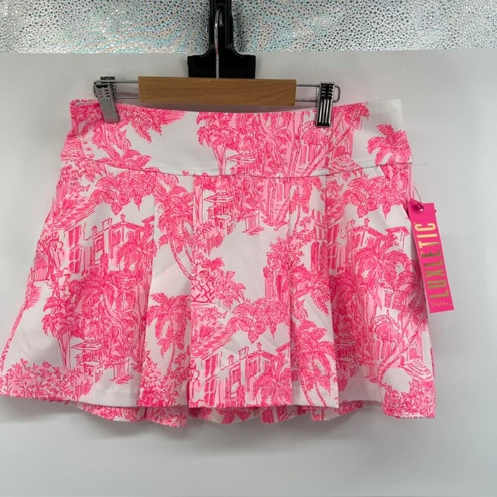 NEW Lilly Pulitzer Fairway Performance Twill Mini Skort Womens 4 Pink White Golf